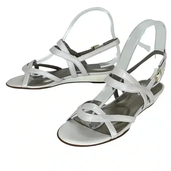 NWOB Rockport Zandra Pearlescent Faux Leather Womens Slingback Sandals