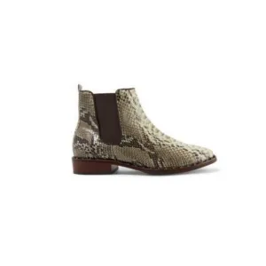 NWOB Schutz Earth Tone Snakeskin Shabba Slip On Leather Sole Ankle Boot 37