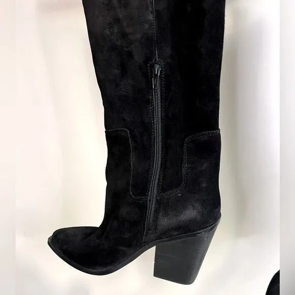 NWOB Steve Madden Western heel black suede boots sz 10