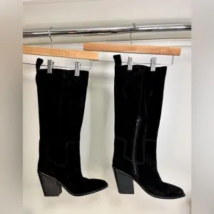 NWOB Steve Madden Western heel black suede boots sz 10