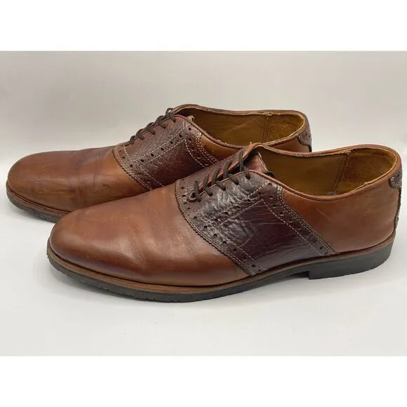 NWOB TB Phelps‎ David Oxford Saddle Shoes Brown Leather Lace Up Size 11 M