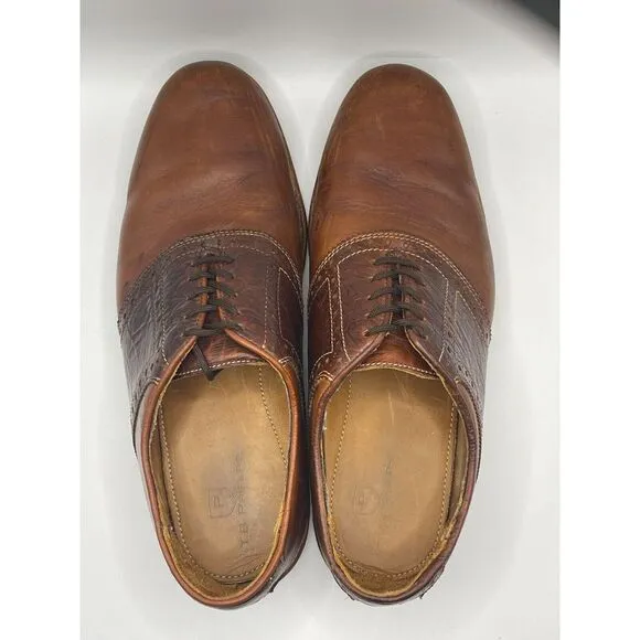 NWOB TB Phelps‎ David Oxford Saddle Shoes Brown Leather Lace Up Size 11 M
