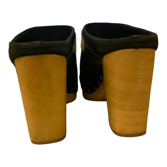 NWOB Veronica Beard Black Clogs Wedge Hendrix Heels Mules Slip Ons Shoes 9.5