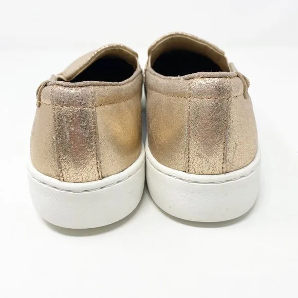 NWOB Vionic Metallic Rose Gold Suede Avery Slip-Ons Comfort Shoes Women's Size 9