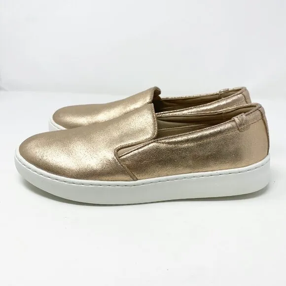 NWOB Vionic Metallic Rose Gold Suede Avery Slip-Ons Comfort Shoes Women's Size 9