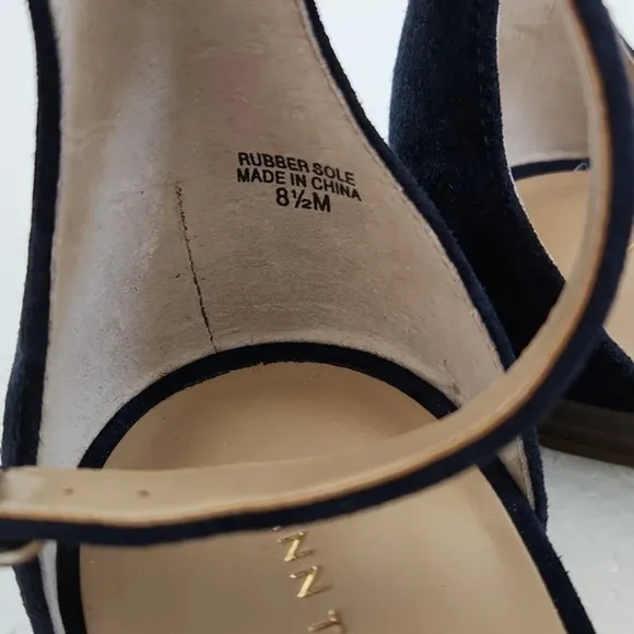 NWOT Ann Taylor Navy Suede Knot Slingback Sandals, Size 8.5