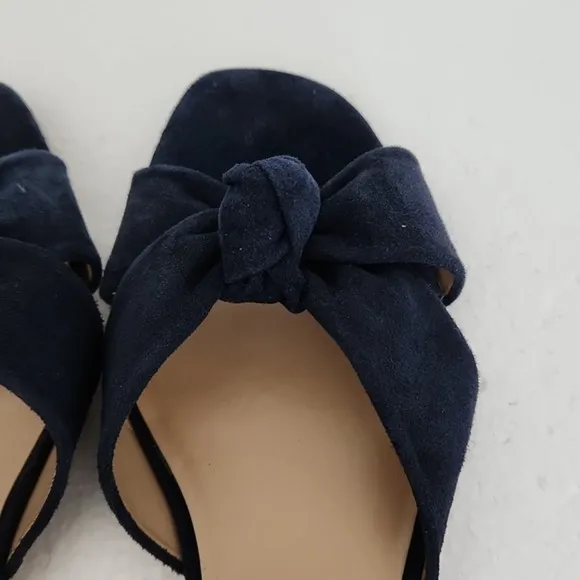 NWOT Ann Taylor Navy Suede Knot Slingback Sandals, Size 8.5