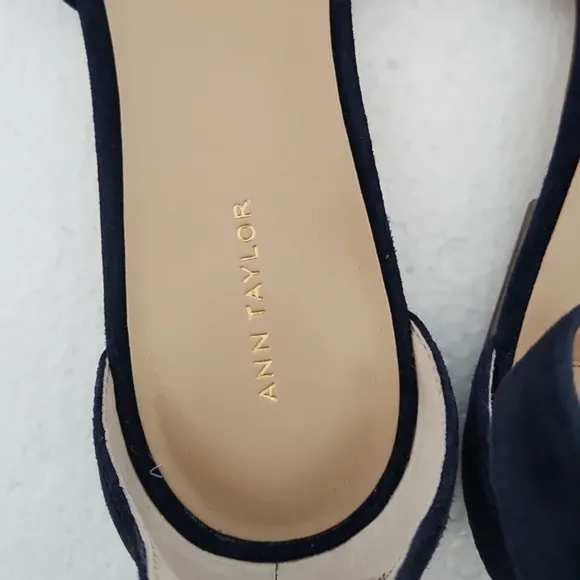 NWOT Ann Taylor Navy Suede Knot Slingback Sandals, Size 8.5