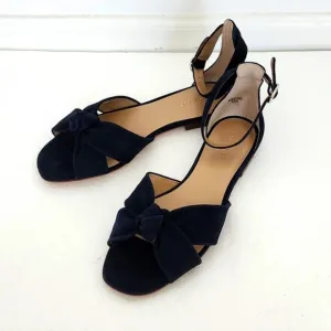 NWOT Ann Taylor Navy Suede Knot Slingback Sandals, Size 8.5