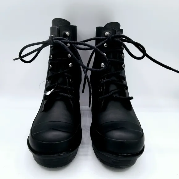 NWOT Hunter Original Black High Heel Commando Rubber Rain Boots