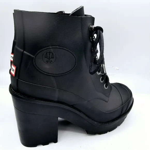 NWOT Hunter Original Black High Heel Commando Rubber Rain Boots
