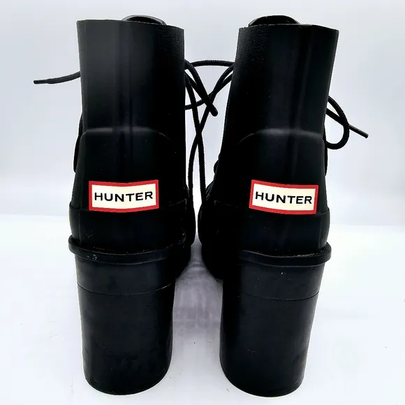 NWOT Hunter Original Black High Heel Commando Rubber Rain Boots