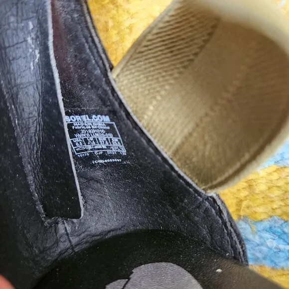 NWOT Sorel Cameron Flatform Wedge Ankle Strap Sandals Size 6.5 Black LL6025-010