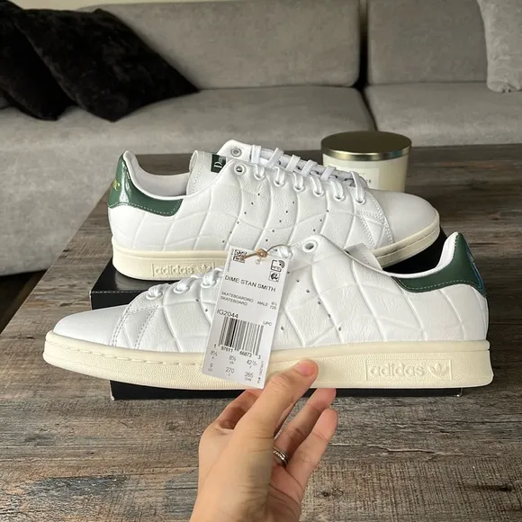 NWT Adidas Originals Men's Dime Stan Smith 'White Green Oxide' Shoes IG2044