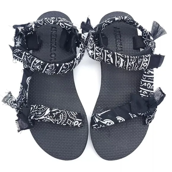 NWT ARIZONA LOVE Trekky Bandana Sandal Women's Black Size 40 (10) Recycled