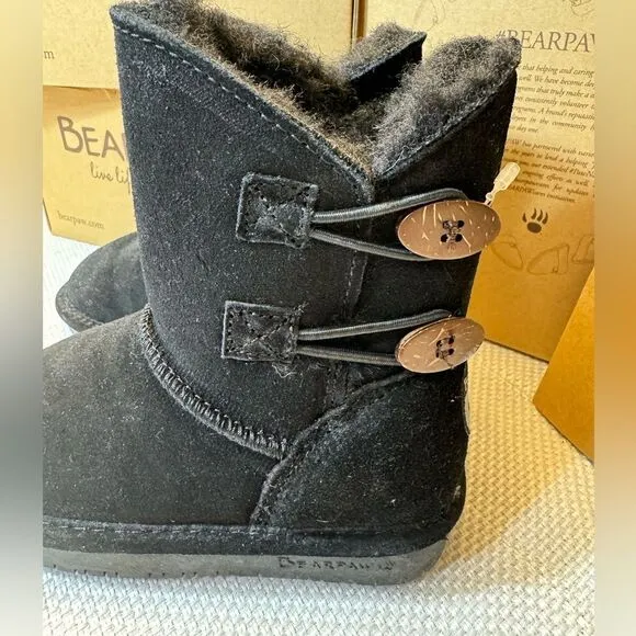 NWT Bearpaw Rosaline toddler boots cowhide suede exterior wool blend interior