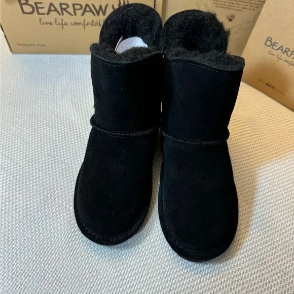 NWT Bearpaw Rosaline toddler boots cowhide suede exterior wool blend interior