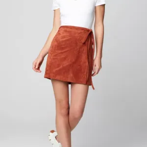NWT Blank NYC Brown Suede Wrap Mini Skirt Size 29‎