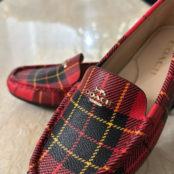 NWT Coach Marley Driver With Plaid Print.