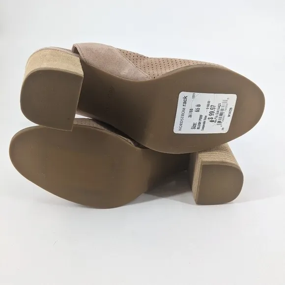 NWT COLE HAAN Suede Peeptoe Slingback Heel Booties