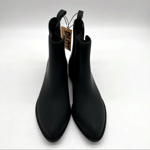 NWT Jeffrey Campbell PLAY Black Matte Rubber Ankle Boots Size 7