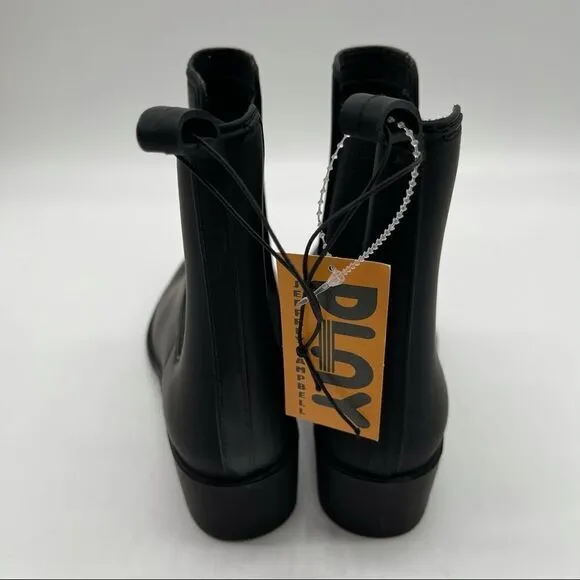 NWT Jeffrey Campbell PLAY Black Matte Rubber Ankle Boots Size 7