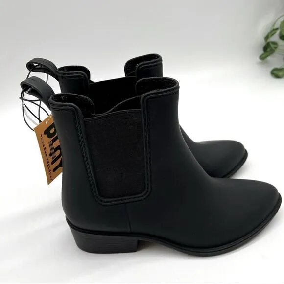 NWT Jeffrey Campbell PLAY Black Matte Rubber Ankle Boots Size 7