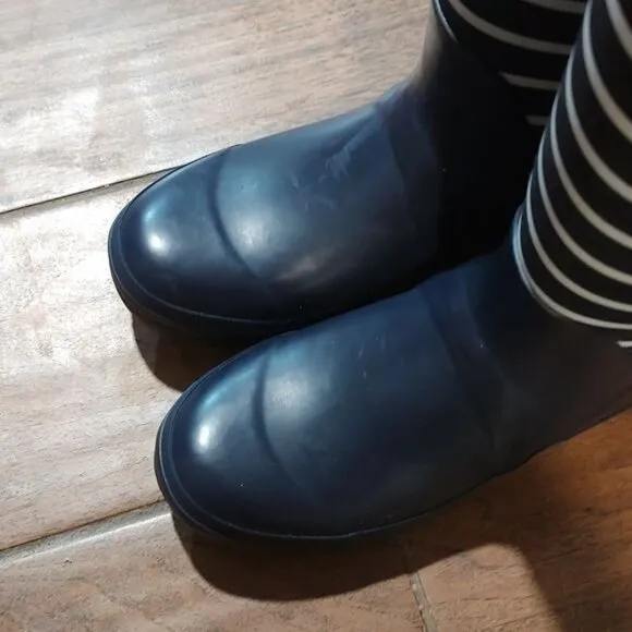 NWT Joules 5 neoprene striped navy rain boots wellies