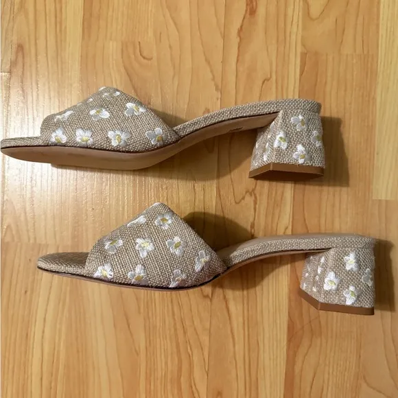 NWT Larroude Brigitte Block Heel Sandals in Raw size 8