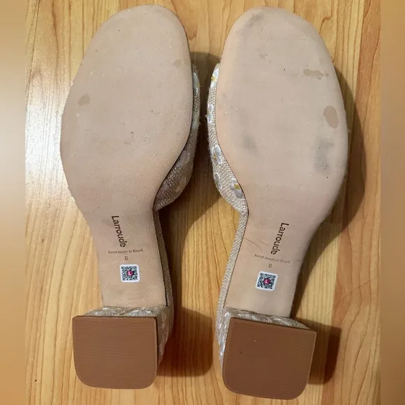 NWT Larroude Brigitte Block Heel Sandals in Raw size 8
