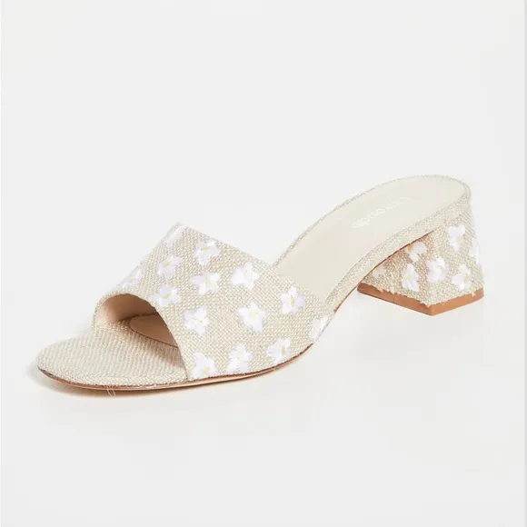NWT Larroude Brigitte Block Heel Sandals in Raw size 8