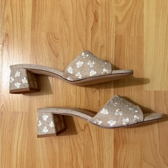 NWT Larroude Brigitte Block Heel Sandals in Raw size 8