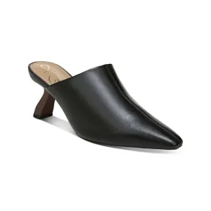 NWT SAM EDELMAN Womens Black Skya Flare  Leather Heeled Mules Shoes 6.5 M