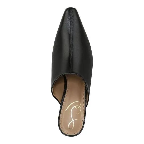 NWT SAM EDELMAN Womens Black Skya Flare  Leather Heeled Mules Shoes 6.5 M