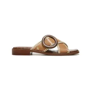 NWT SAM EDELMAN Womens Brown Harlie Round Toe Slip On Leather Sandals Shoes 9.5