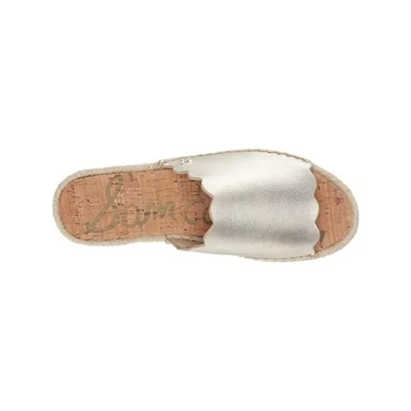 NWT SAM EDELMAN Womens Gold CorkFootbed Andy  Leather Espadrille Shoes 6.5 M