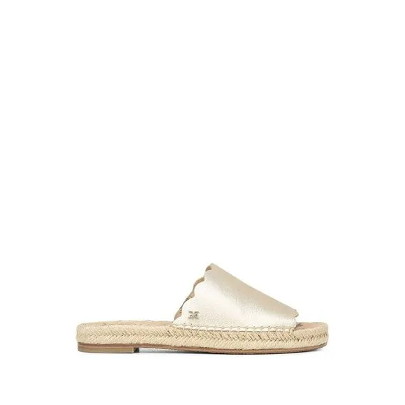 NWT SAM EDELMAN Womens Gold CorkFootbed Andy  Leather Espadrille Shoes 6.5 M