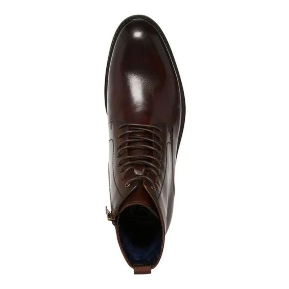 NWT STEVE MADDEN Mens Brown Front Heel Pull-Tab Yenith Leather Boots Shoes 11.5