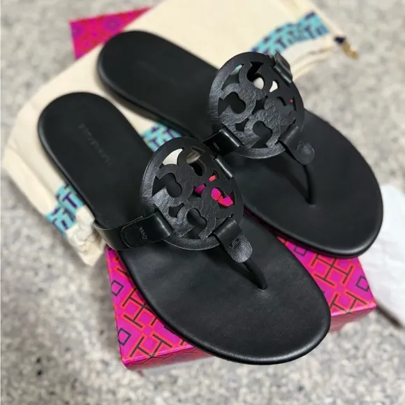NWT Tory Burch Miller Soft Sandals - perfect black 8.5