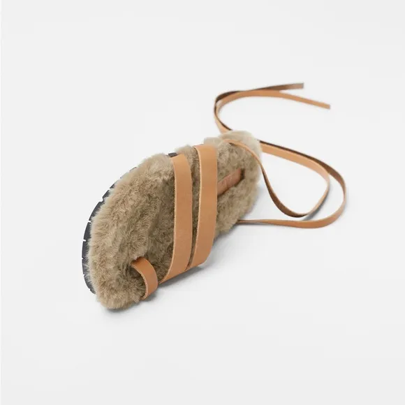 NWT. Zara Kids Brown 100% Cowhide Leather Strappy Sandals. Size 3,5.