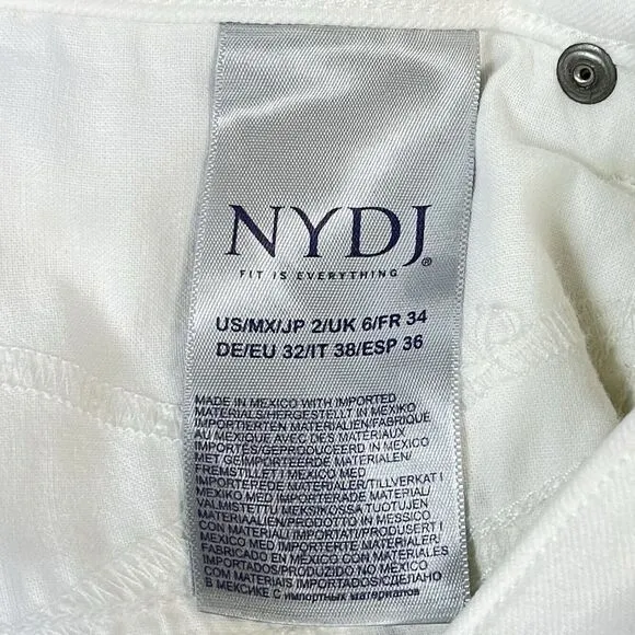 NYDJ Marilyn Straight Crop Lift&amp;Tuck‎ Denium Womens White Jeans Size 2 - NWT