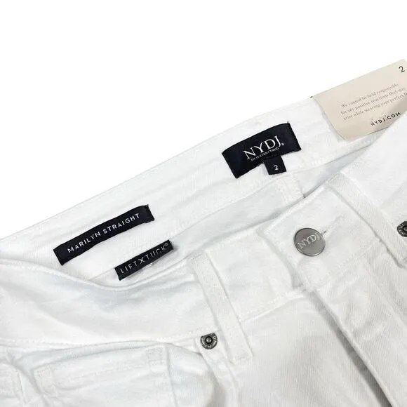 NYDJ Marilyn Straight Crop Lift&amp;Tuck‎ Denium Womens White Jeans Size 2 - NWT