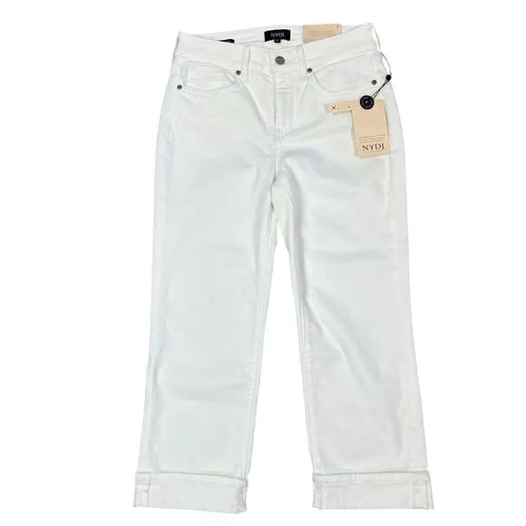 NYDJ Marilyn Straight Crop Lift&amp;Tuck‎ Denium Womens White Jeans Size 2 - NWT
