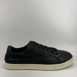 Olukai Kahu Pahaha Black Leather Sneakers Mens Size 11 Casual Lace Up Shoes