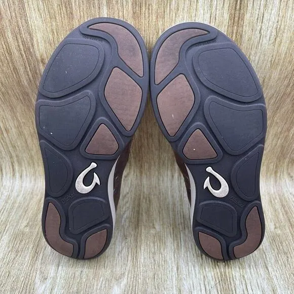 OluKai Makai Men's‎ Size 10 EU 43 Slip On Brown Mesh Shoes Low Top Sneakers