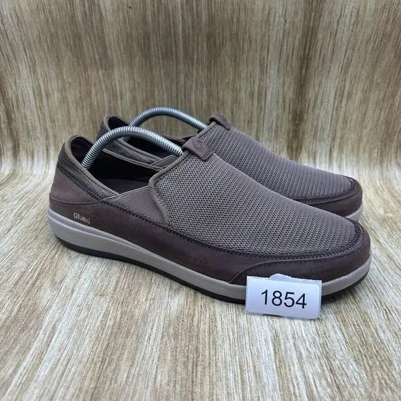 OluKai Makai Men's‎ Size 10 EU 43 Slip On Brown Mesh Shoes Low Top Sneakers