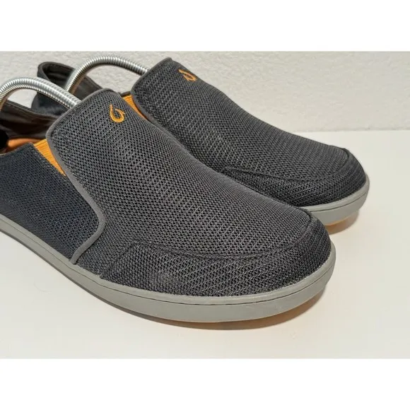 OLUKAI Mens Nohea Mesh Slip On Shoes Sz 11 Gray Convertible Boat Loafer Sneakers