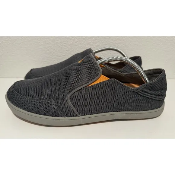 OLUKAI Mens Nohea Mesh Slip On Shoes Sz 11 Gray Convertible Boat Loafer Sneakers
