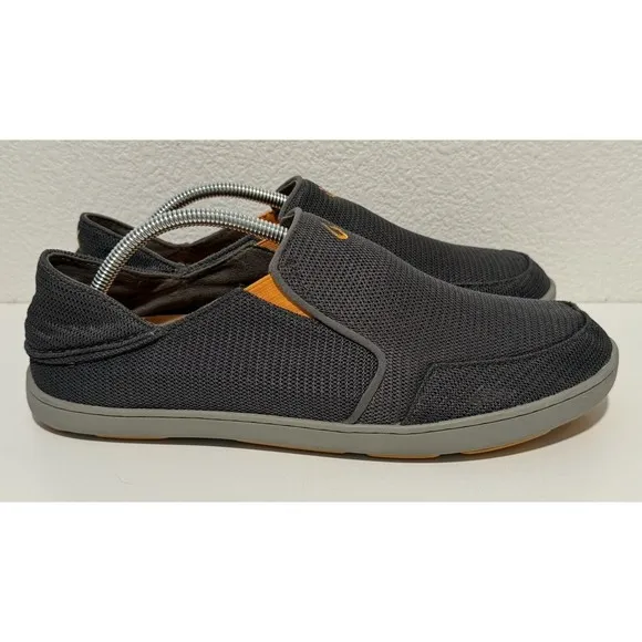 OLUKAI Mens Nohea Mesh Slip On Shoes Sz 11 Gray Convertible Boat Loafer Sneakers