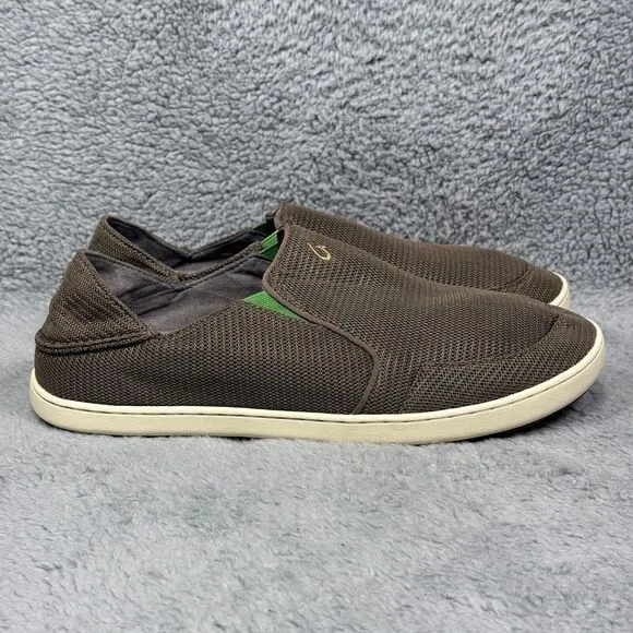 Olukai Nohea Mesh Mens Size 11.5 Slip On Sneakers Shoes Mustang Lime Peel